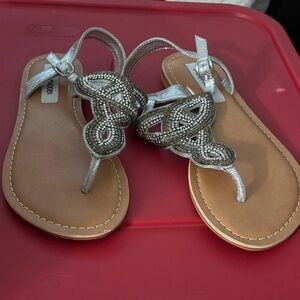 Steve Madden Silver Beaded T-Strap Sandals